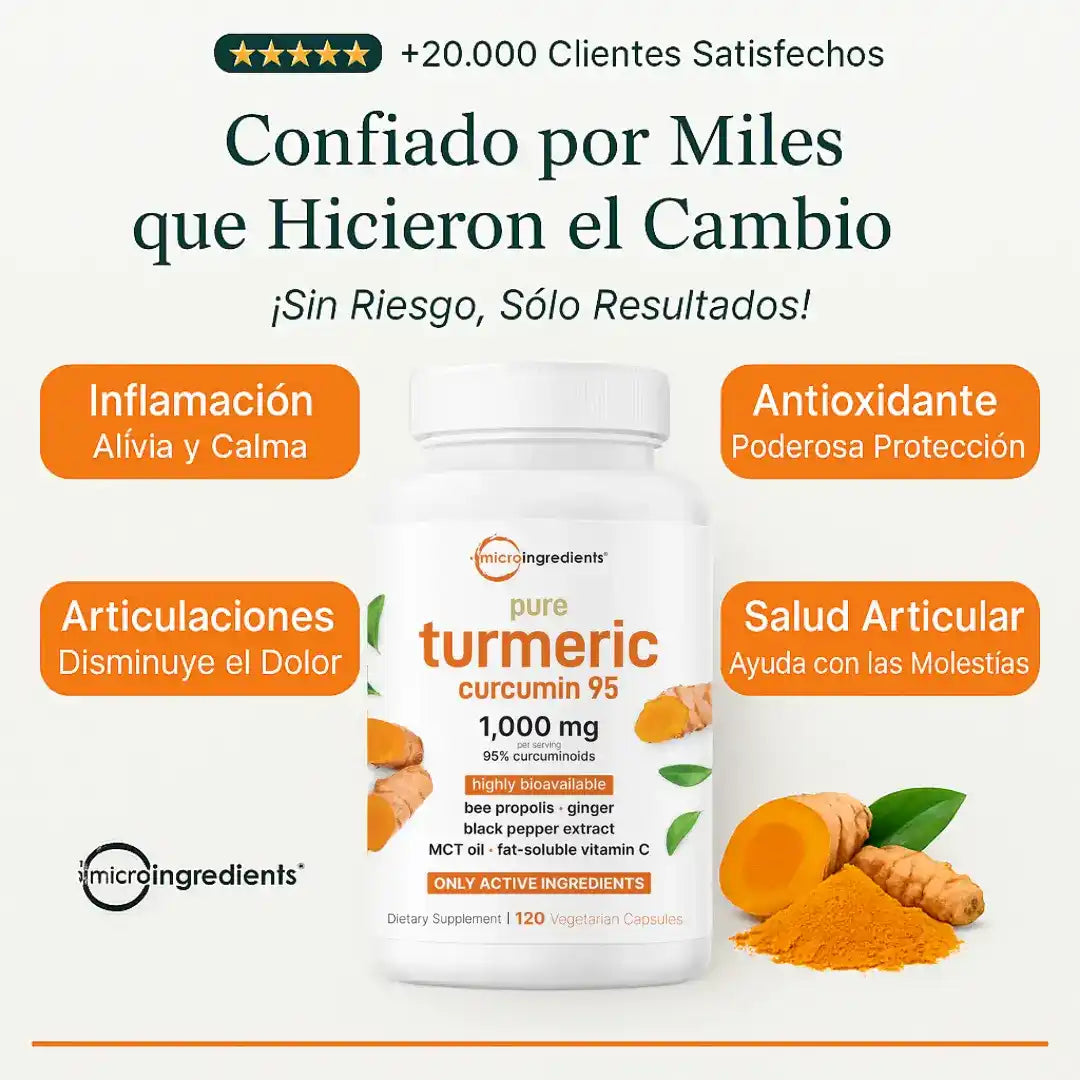 Turmeric Curcumin 95%: El antiinflamatorio mas potente + dile adios a los dolores 250Q + ENVIO GRATIS SUPER OFERTA COMPRA 2 Y TE MANDAMOS UN TERCERO DE REGALO FORMATO 60 CAPSULAS MEGA CONCENTRADO 2 AL DIA !!!