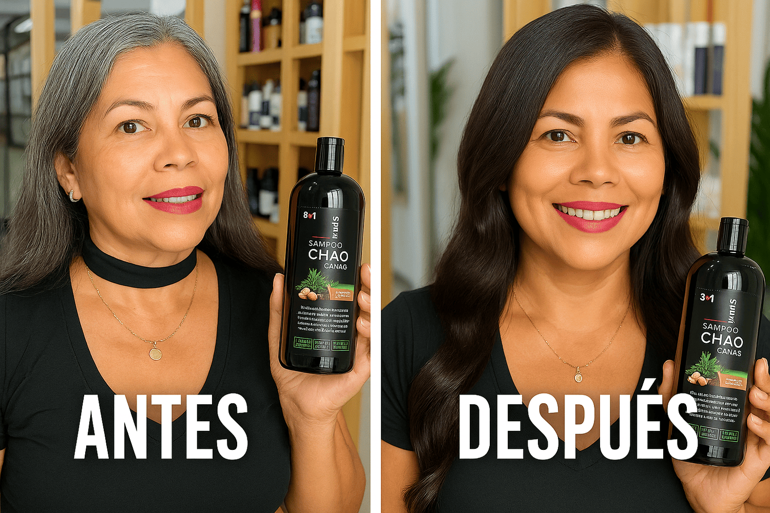Chao Canas - Shampoo 3 en 1: Cubre, Nutre y Rejuvenece